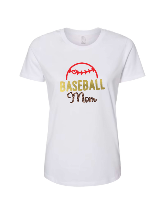 BASEBALL MOM HEART -TSHIRT BASEBALL